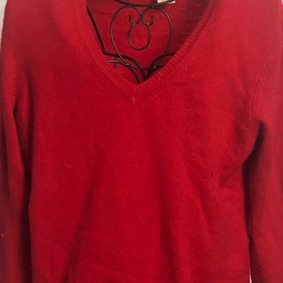 100% Cashmere V-neck Jaclyn Smith Sz XL Red Long Sleeve Sweater - Picture 3 of 8